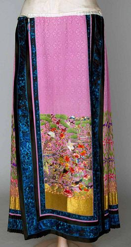 EMBROIDERED PINK SKIRT, CHINA, 1900-1930