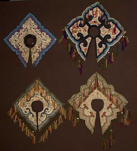 FOUR LARGE EMBROIDERED COLLARS, CHINA, 19TH C