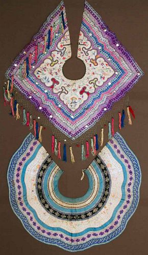 TWO OVERSIZE EMBROIDERED COLLARS, CHINA, 19TH C