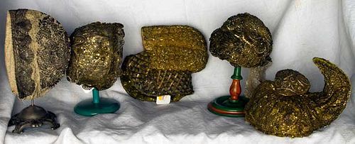 FOUR METALLIC GOLD HATS, GERMANY, 19TH C