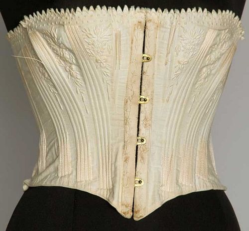 EMBROIDERED COTTON CORSET, 1855-1865