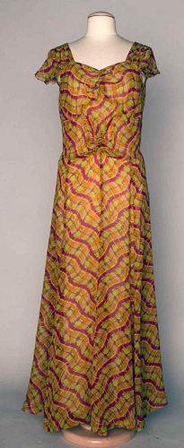 PRINTED CHIFFON EVENING GOWN, 1930-1940