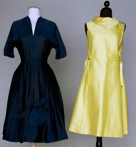 TWO SILK COCKTAIL DRESSES, 1950s