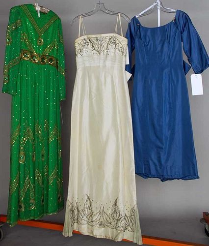 TWO SILK EVENING GOWNS, 1965-1975