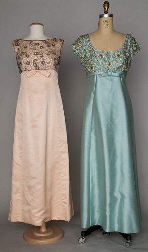 TWO SILK EVENING GOWNS, c. 1965