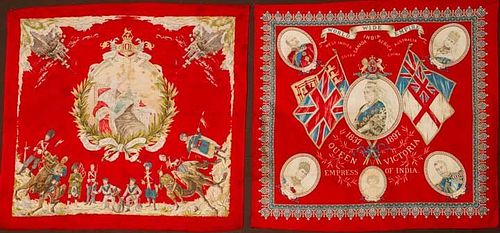 TWO QUEEN VICTORIA JUBILEE BANDANAS, 1897