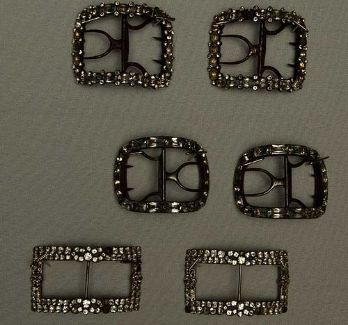 THREE PAIR PASTE SHOE BUCKLES, LATE 18TH C