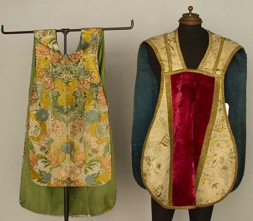 TWO SILK CHASUBLES, BOHEMIA & FRANCE, 18TH C