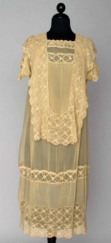 IRISH LACE TRIMMED DRESS, 1920s