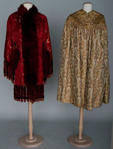 TWO SILK BROCADE CAPES, 1850s & 1880s