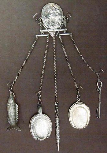 STERLING SILVER CHATELAINE, AMERICA, 1889