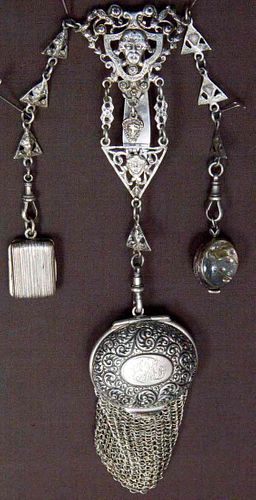 STERLING CHATELAINE, ENGLAND, LATE 19TH C