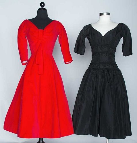 TWO DESIGNER PARTY DRESSES, 1950s