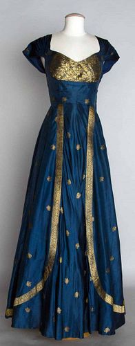 BLUE & GOLD EVENING DRESS, 1950