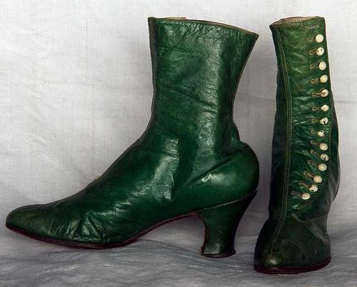 LADY'S GREEN HIGH-BUTTON BOOTS, 1890s