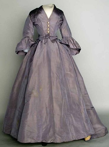 LILAC SILK DAY DRESS, EARLY 1860s