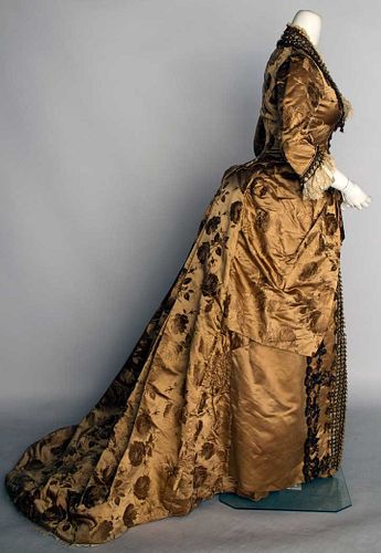 COCOA BROWN BUSTLE DRESS, 1880s
