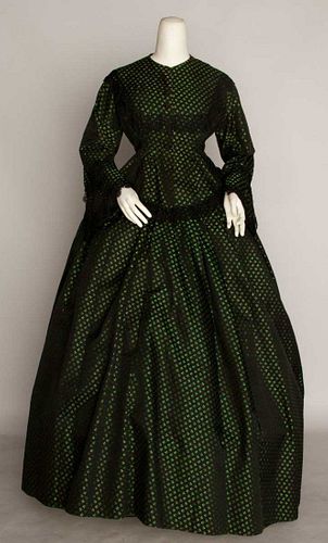 SILK BROCADE DAY DRESS, c. 1860