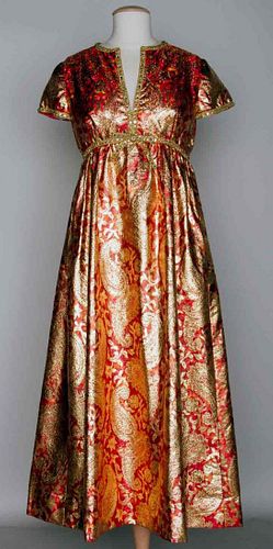 MALCOLM STARR BROCADE EVENING GOWN, 1960s