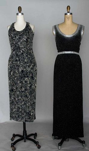 TWO BEADED EVENING GOWNS, 20TH C