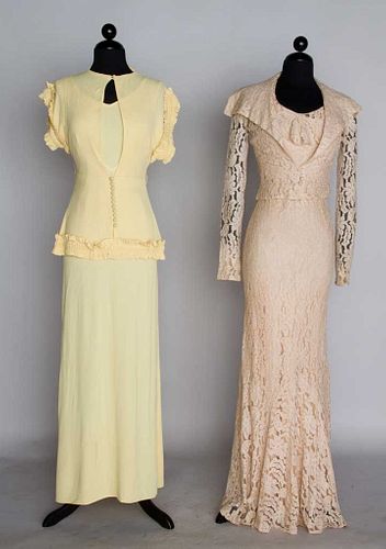 TWO SUMMER EVENING DRESSES, 1930s