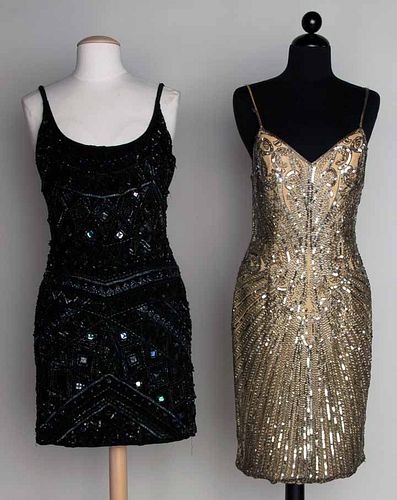 TWO JEWELED DRESSES, 1980s
