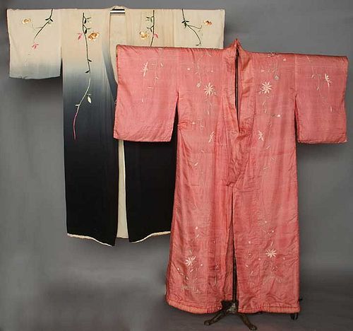 TWO EMBROIDERED EXPORT KIMONO, JAPAN, 1940-1950s