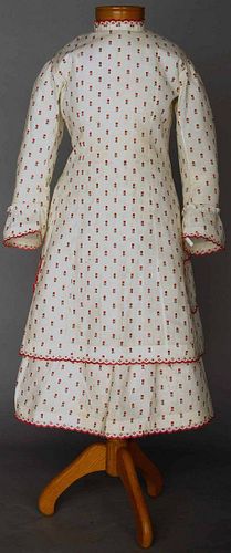GIRL'S COTTON BUSTLE DRESS, 1870s