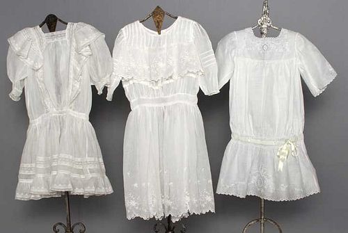 THREE LITTLE GIRLS' DRESSES, 1900-1910