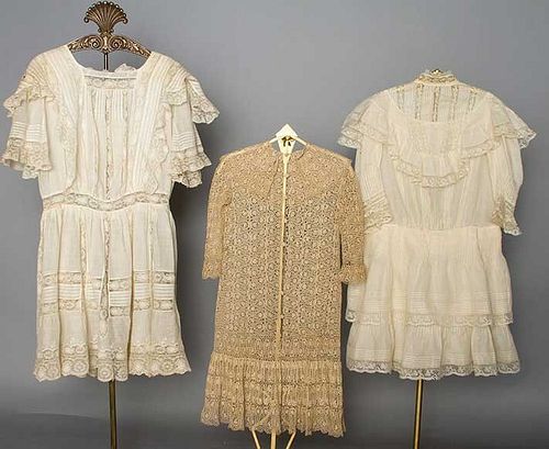 THREE LITTLE GIRLS' PARTY DRESSES, 1880-1905