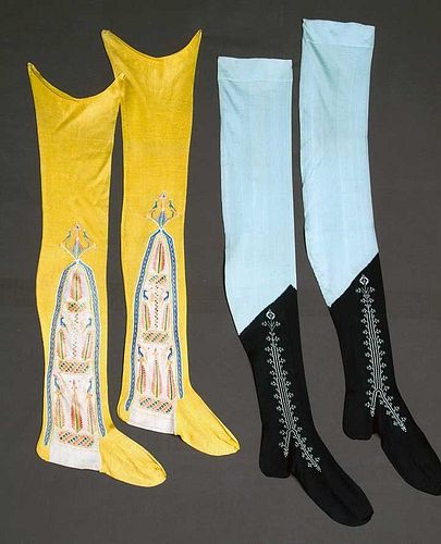 TWO PAIR EMBROIDERED STOCKINGS, c. 1900