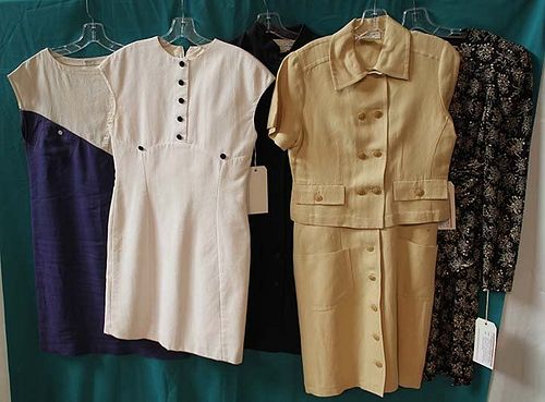 FIVE DESIGNER DAY DRESSES, 1980-1990s