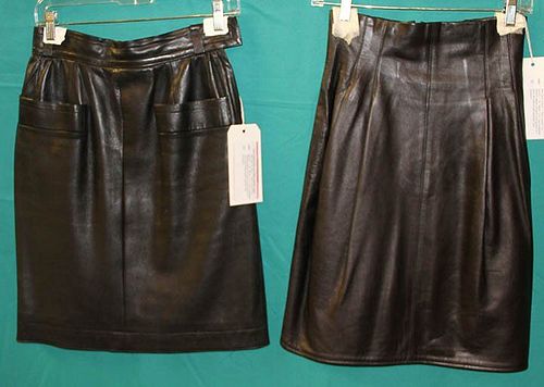 TWO DESIGNER LEATHER SKIRTS, 1990s