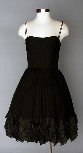 CEIL CHAPMAN BLACK PARTY DRESS, c. 1955