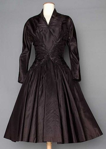 CEIL CHAPMAN BLACK SILK PARTY DRESS, 1950s