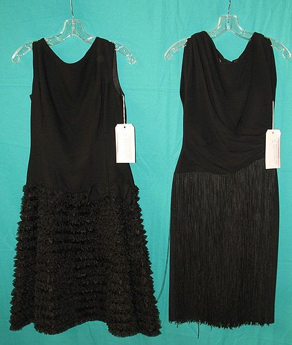 TWO BLACK SILK PARTY DRESSES, 1955-1965
