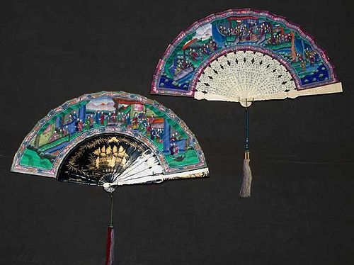 TWO EXPORT FANS, CHINA, c. 1900
