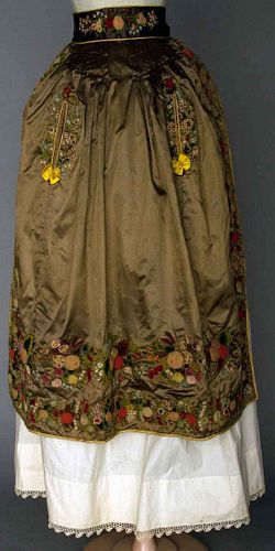 EMBROIDERED FANCY APRON, 1830-1850