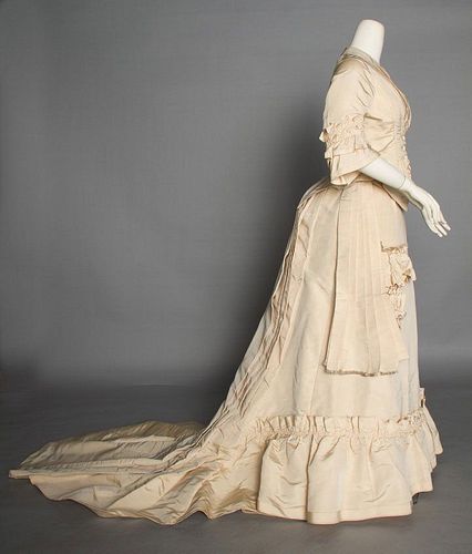 CREAM SILK WEDDING DRESS, 1875