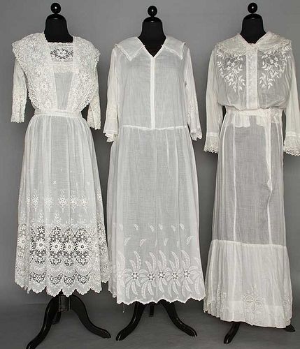 THREE WHITE DAY DRESSES, 1914-1918