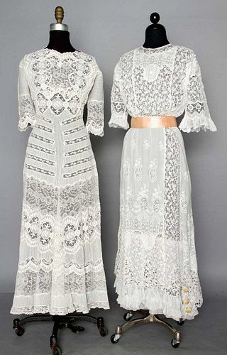 TWO WHITE LACE TEA GOWNS, 1912-1915