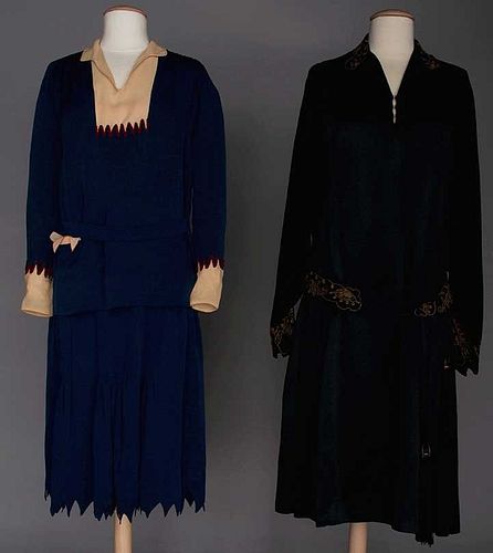 TWO SILK DAY DRESSES, 1920s