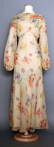 PRINTED CHIFFON GOWN, 1930s