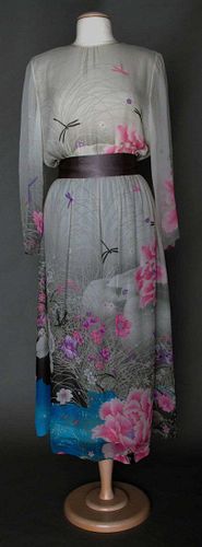 HANAE MORI SILK EVENING GOWN, LATE 1970s-EARLY 1980s