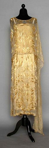 GOLD BEADED EVENING DRESS, EARLY 1920s
