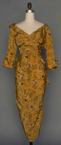 CEIL CHAPMAN PRINTED GOWN, LATE 1940s