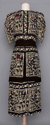 ADRIAN SILK PRINT AFTERNOON DRESS, 1940s