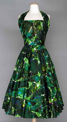 PRINTED PARTY DRESS, MID 1950s