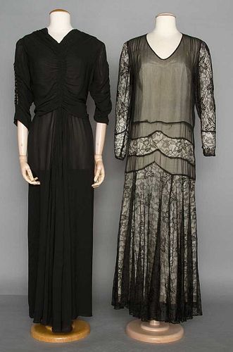TWO BLACK EVENING DRESSES, 1935-1945