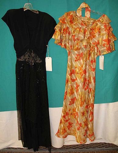 TWO SILK DRESSES, 1935-1945